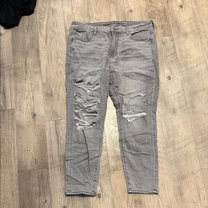 American Eagle Ripped Gray Skinny Jeans
